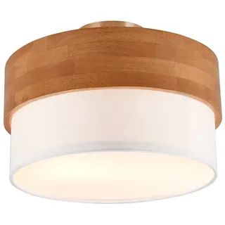 TRIO Leuchten LED Deckenleuchte, LED wechselbar, extern dimmbar, Warmweiß, Holz-lampe rund Esstisch skandinavisch Landhaus, Weiß weiß