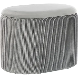 Beliani Pouf mit Stauraum Stoff 55 x 41 x 35 cm Hellgrau