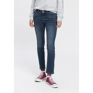 7/8-Jeans ARIZONA "mit Keileinsätzen" Gr. 44, N-Gr, blau (darkblue, used) Damen Jeans Ankle 7/8 Low Waist