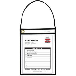 C-Line Shop-Tickethalter mit Riemen, genäht, schwarz, beidseitig transparent, 22,9 x 30,5 cm, 15 Stück (41922)
