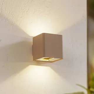 LED Aussenwandleuchte Aaron Lucande, creme / amber, Aluminium, Modern, LED Wandleuchte außen - 11.9 cm - 10 cm - 10.5 cm