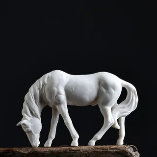 WXMYOZR Weißes Porzellan Pferd Statuen, 10CM Keramik weißes Pferd Figuren Desktop Ornaments Home Decor Kleine Tier Garten Dekor,C