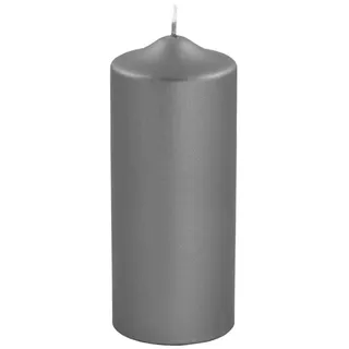 Fink Candle Stumpenkerze Metallic aus Paraffin in der Farbe Grau, Maße: 8cm x 8cm x 20cm, 123743