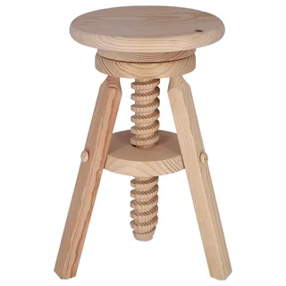 Wellhome Drehbarer Hocker aus Holz, lackfrei, 29 x 29 x 64 cm