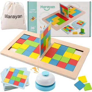 Montessori Spielzeug ab 4 Jahren - MARAYAN Brettspiel Holzspielzeug, Tangram Memory Spiel, Familienspiel 4-6 Jahre, Lernspielzeug Gesellschaftsspiel, Geburtstagsgeschenk Junge Mädchen