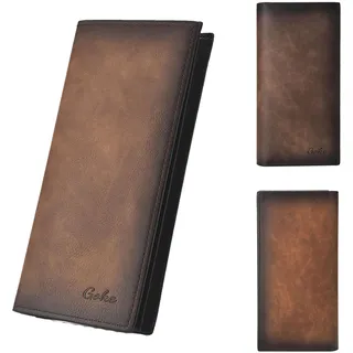 YUEcthynous Lange Geldbörsen Herren,Geldbörse Herren Leder Groß Lang,Brieftasche Mehrfachschlitz 10 Kartenschlitze Große RFID Blocking Echtleder Herren,Portmonee mit Coin-Tasche(Dunkelbraun)