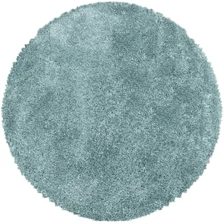 Carpetsale24 Shaggy Hochflor Teppich Blau 120 cm Rund Extra Weich & Waschbar - Jute Rückseite für Fußbodenheizung, Einfarbig & Flauschig für Wohnzimmer & Schlafzimmer