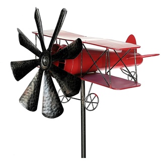 DanDiBo Gartenstecker Gartenstecker Metall Flugzeug XL 160 cm Doppeldecker Rot Wetterfest rot
