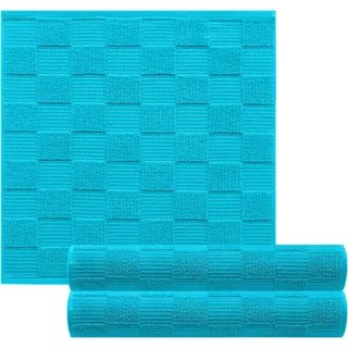 Lashuma Geschirrtücher 100% Baumwolle - Küchenhandtücher & Geschirrhandtücher 50x50 cm Waffelpique & Frottee Blau - Aquamarin, 3er Set