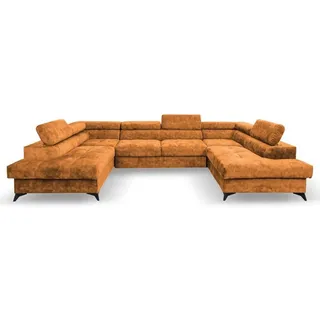 beautysofa Eckcouch Polyester U-Form 3-Sitzer Orange