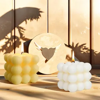2 Stück Handgemacht Bubble Kerze Candle, Natürlich und Wohlriechend Duftkerze Kerzen, Natürlichem Sojawachs Deko Handmade Kerze für Geburtstag, Valentinstag, Thanksgiving, Weihnachten