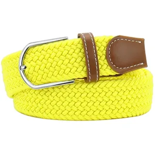 Mehrfarbiger elastischer gewebter Gürtel, leger, geflochtener Stretch-Gürtel für Damen und Herren. - Gelb - (Taille 81/89 cm) - (Taille 81/89 cm)