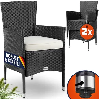 CASARIA Polyrattan Gartenstuhl 59 x 59 x 88 cm schwarz/weiß 2 St.