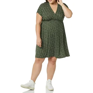 Amazon Essentials Damen Surplice-Kleid (Erhältlich in Übergröße), Olivgrün Punkte, XL