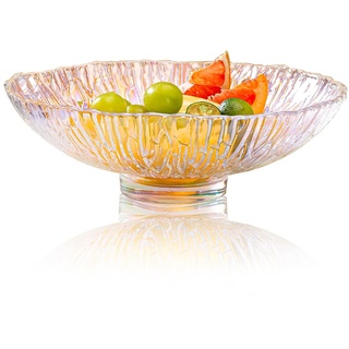 SPRMUD 24cm glitzernde Glas-Salatschüssel, große Tischdekoration, Obstschale für Küchentheke, Esszimmer, Party, Hochzeitsdekoration