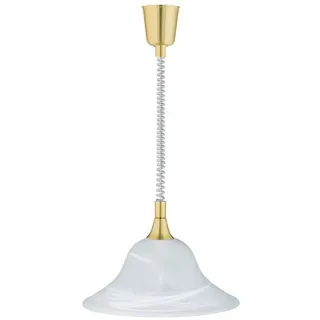 TRIO Leuchten LED Pendelleuchte, LED wechselbar, Warmweiß, Design-klassiker Zugpendelleuchten höhenverstellbar Weiß Gold-en Ø39cm weiß
