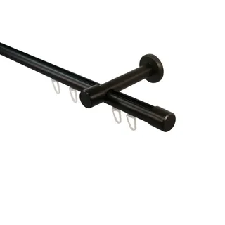 iso-design Gardinenstange Innenlauf 20 mm 1-läufig Endstück Kappe Wandabstand 8 cm, Ø 20 mm, 1-läufig, Fixmaß, Wandmontage, Aluminium, Innenlaufprofil mit Metallsäge kürzbar schwarz Ø 20 mm x 180 cm