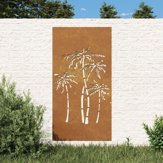 Camerina Garten-Wanddeko 105x55 cm Wand Deko Wanddeko Aussen Wall Decoration Wanddeko Wandschmuck Cortenstahl Palmen-Design