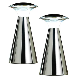 Lunartec Nachttischlampen: Edelstahl LED-Tischleuchte, 2er Set (Tischlampe LED Batterie, Tischlampe batteriebetrieben, Laterne)