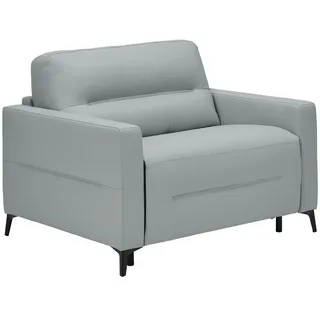 Novel Schlafsessel, Grau, Metall, Echtleder, Rindleder, Uni, 115x89x97 cm, Liegefunktion, Wohnzimmer, Sessel, Schlafsessel
