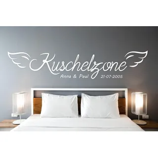 tjapalo® a13 Wandtattoo Kuschelzone mit Namen Datum Wandtattoo Liebe Sprüche Wandtattoo Schlafzimmer spruch Namen Wandsticker Liebe Name Liebes Wandtattoo romantisch Wandsticker paare