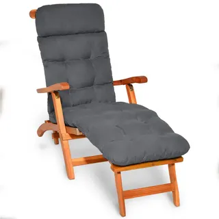 Beautissu Deckchair Auflage 200 x 50 x 8 cm grau 1 St.