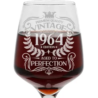 Always Looking Good Weinglas zum 60. Geburtstag, Vintage-Design von 1964, Graviert, Großes Weinglas, Geschenk für 60-Jährige, Geätzt, 400 ml