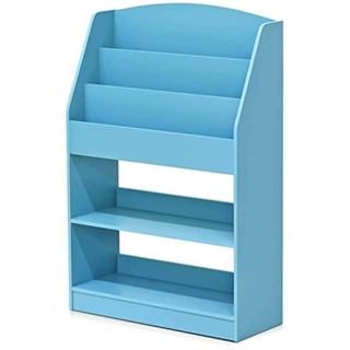 Furinno Magazin/Bücherregal mit Aufbewahrungsfächern für Kinder, holz, Hellblau, 24 x 24 x 94.01 cm