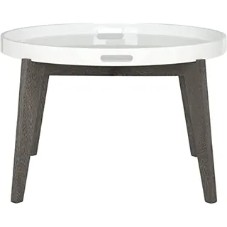 SAFAVIEH Modern Wooden Accent Table, in White and Dark Brown, 70 X 70 X 45