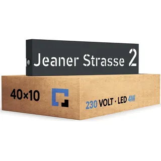 PRINTIMA LED Hausnummer Anthrazit 40x10 personalisierte Außenleuchte 230V, 6W A++, wetterfest, UV-beständig, Aluminium, Gravur, modernes Design, einfache Montage
