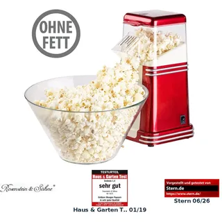 Rosenstein & Söhne XL-Heißluft-Popcorn-Maschine für bis zu 100 g Mais, 1.200 Watt