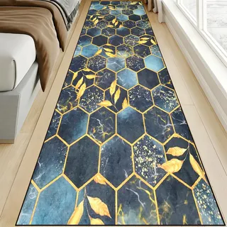Teppich Läufer 80x200cm, Küchenläufer rutschfest, Rutschfestes Küchenmatten, Vintage rutschfest Waschbar Küchenläufer Flurläufer, Flurteppich für Badezimmer/Wohnzimmer Flur, Dark Pattern