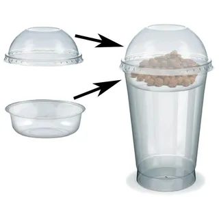 VEPATIM 100x Feinkostbecher für Salat Müsli Joghurt mit Einsatz + Deckel 500 ml