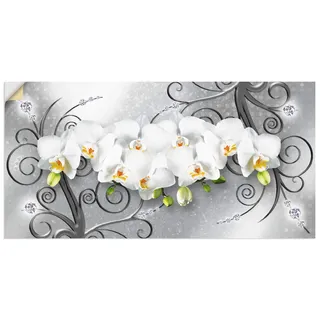 ARTland Wanddeko Wandtattoo selbstklebende Vinylfolie 60x30 cm Querformat Abstrakte Bilder Blumen Blüte Orchideen Kunst Abstrakt Weiß U1QV