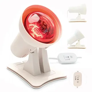 Calenxy Infrarotlampe 150Watt, Rotlichtlampe Wärmelampe mit Zeitschaltuhr und Einstellbarer Temperatur, Rotlichtlampe Winkel Einstellbar, Lockerung & Allgemeines Wohlbefinden