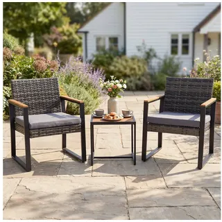 Costway Polyrattan Set 3-tlg. Grau