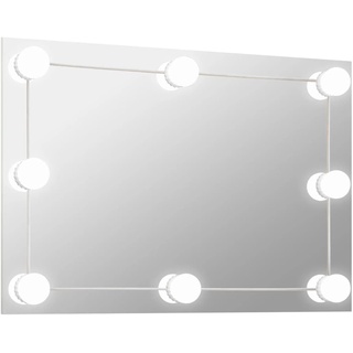 vidaXL Wandspiegel mit LED-Beleuchtung Kosmetikspiegel Spiegel Schminkspiegel Frisierspiegel Hängespiegel Dekospiegel Rechteckig Glas