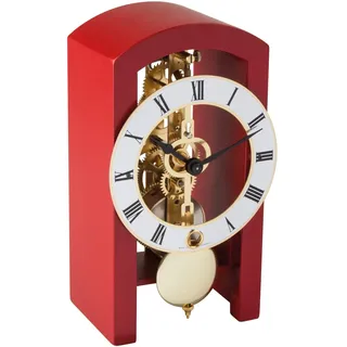 HERMLE 23015-360721 Moderne Skelett-Tischuhr, Rot, 18cm x 9cm x 11cm