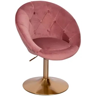 KADIMA DESIGN Chesterfield-Loungesessel Adda Samt 67 x 100 x 62 cm Rosa mit 360° Drehfunktion