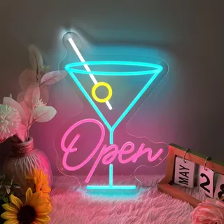 Neon Sign Open, 28.5 * 40cm LED Schild Neon Schilder Wanddeko Leuchtschild Neonlicht Dekoration für Bar Cafe Geburtstagsfeiern Versammlungen(USB-Stromanschluss, Mit Montagezubehör)