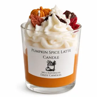 Pumpkin Spice Latte Kerze – handgemachte Herbstkerze aus Rapswachs im Glas, Kürbis Deko Kerze, Herbstdeko & Geschenkidee – mit oder ohne Duft