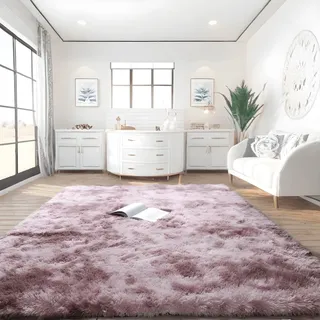 linyingdian Hochflor Teppich wohnzimmerteppich Langflor - Teppiche für Wohnzimmer flauschig Shaggy Schlafzimmer Bettvorleger Outdoor Carpet. (Pink Lila, 160x230cm)