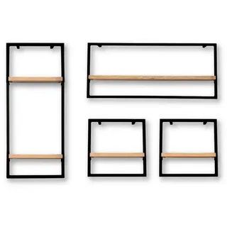 holz4home Wandregal 4 tlg. Eiche 0 x 0 x 0 cm Schwarz