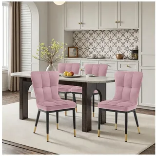 luxuskollektion Esszimmerstuhl Samt Rosa 4er Set