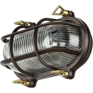 Licht-Erlebnisse Außenleuchte Glas Messing B: 21 cm E27 IP64 Lieferumfang: ohne Leuchtmittel braun