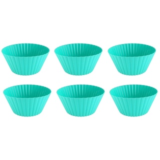 GMMH Cupcake Muffin Silikon Backform 6 Stück XXL (Türkis) 14 cm Durchmesser oben, Silikonbackform Muffins und Minikuchen, Muffin Kuchen Muffinform Kuchenform
