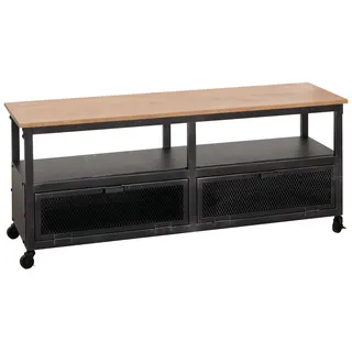 Mendler HWC-N28 Lowboard 55x130x36cm Schwarz/Natur Holz