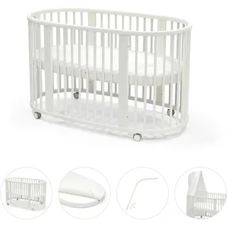 Stokke® SleepiTM Bundle Sleepi inkl. Matratze und Spannbetttuch, Himmelstange Himmell, weiss