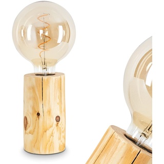Tischleuchte Canedo, moderne Tischlampe aus Holz in Natur/Schwarz, Leuchte m. An-/ & Ausschalter am Kabel, Retro/Vintage-Leuchte im skandinavischen Design, 1 x E27, ohne Leuchtmittel