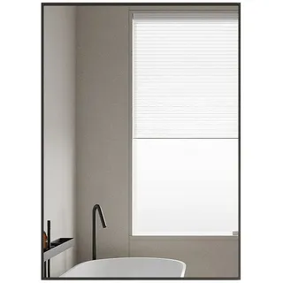 Boromal Spiegel Flur Wand Schwarz 80x60 60x80 Flurspiegel mit Aluminium Rahmen (Wandspiegel, eckig), für Schlafzimmer, Wohnzimmer, Badezimmer, Flur schwarz 60 cm x 80 cm